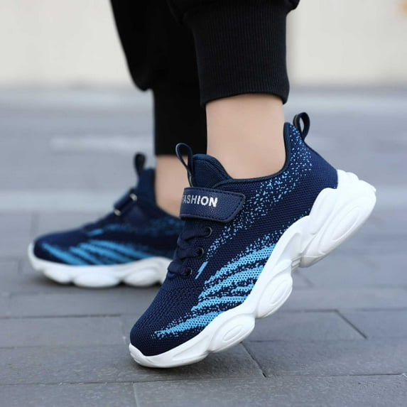 LIIPEE Girls Boys Athletic Sneakers Letter Tie Dye Printed Luminous Lace Up Hook And Loop Strap Running Shoes Toddler Comfort Party Athletic Sneaker,Blue,9-9.5 Years