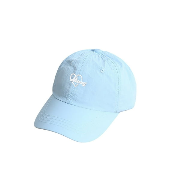 LIIPEE Girls Boys Baseball Cap Letter Wide Brim Visor Hat High Ponytail Hat Protection Caps Kids Cute School Hats,Light Blue,One Size