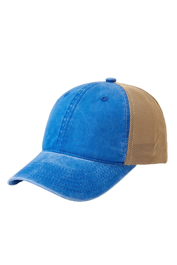 Girls Boys Baseball Cap Solid Color Mesh Wide Brim Visor Hat High Ponytail Hat Protection Caps Child Stylish Picnic Hats,Blue,One Size