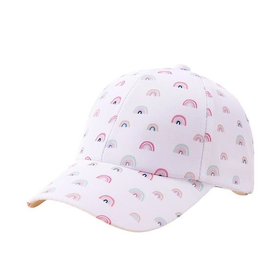LIIPEE Girls Boys Baseball Cap Spring Summer Rainbow Printed Dome Styled Adjustable Fitted Caps Sun Visor Hat Sun Hat Sunscreen Sunshade Hat Protection Caps Toddler Cute Outdoor Hats,White,One Size