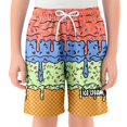 thumbnail image 1 of LIIPEE Girls Boys Baseball Shorts Waffle Ice Cream Printed Elastic Waist Drawstring Shorts With Pockets Toddler Leisure Party Shorts,Orange,3-4 Years, 1 of 4