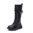 thumbnail image 1 of LIIPEE Girls Boys Boots Fall Winter Warm Zip Up Non- Knee High Leather Shoes Girl Breathable Birthday Wedding Weekend Boot,Black,36, 1 of 6
