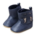 thumbnail image 1 of LIIPEE Girls Boys Boots Warm Cowboy Cow Girl Closed Toe Non- Soft Sole First Walking Shoes Kids Leisure Casual Daily Party Photoshoot Boot,Blue,12-15 Months, 1 of 6
