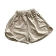 thumbnail image 1 of LIIPEE Girls Boys Casual Shorts Solid Color Elastic High Waist Sport Shorts With Pockets Baby Comfort Fishing Shorts,Khaki,3-4 Years, 1 of 5