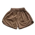 thumbnail image 1 of LIIPEE Girls Boys Casual Shorts Solid Color Elastic High Waist Sport Shorts With Pockets Toddler Breathable Hiking Shorts,Coffee,4-5 Years, 1 of 5