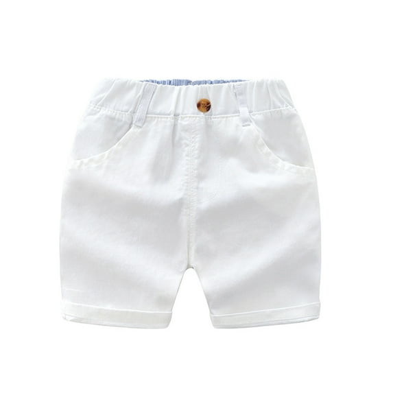LIIPEE Girls Boys Casual Shorts Summer Comfortable Solid Color Elastic Waist Shorts With Pockets Child Trendy Outdoor Sports Shorts,White,2-3 Years