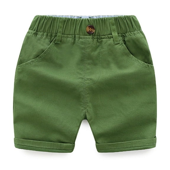 LIIPEE Girls Boys Casual Shorts Summer Comfortable Solid Color Elastic Waist Shorts With Pockets Child Trendy Party Shorts,Army Green,2-3 Years