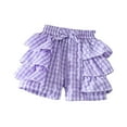 thumbnail image 1 of LIIPEE Girls Boys Casual Shorts Summer Cute Comfortable Ruffled Plaid Printed Elastic Waist Culottes Shorts Baby Versatile Party Shorts,Purple,12-18 Months, 1 of 6