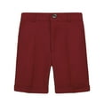 thumbnail image 1 of LIIPEE Girls Boys Dress Shorts Solid Color Button Down Shorts With Pockets Toddler Versatile Vacation Shorts,Brick Red,10-11 Years, 1 of 2
