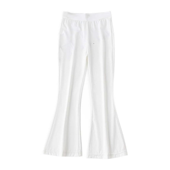 LIIPEE Girls Boys Flare Pants Summer Comfortable Casual Solid Color Stretch Elastic Waist Wide Leg Pants Baby Versatile Party Pants,White,4-5 Years