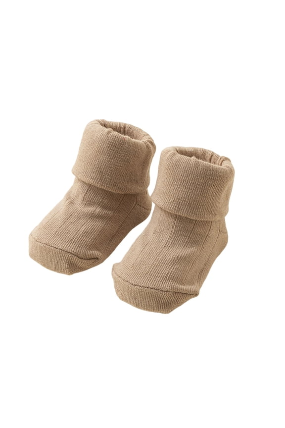 Girls Boys Floor Socks Solid Color Closed Toe Non- Ankle First Walking Socks Kids Leisure Casual Daily Party Photoshoot Socks,Khaki,0-1 Years