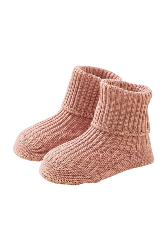 Girls Boys Floor Socks Solid Color Seamless Closed Toe Non- Ankle Socks Girls Trendy Holiday School Party Socks,Pink,1-3 Years