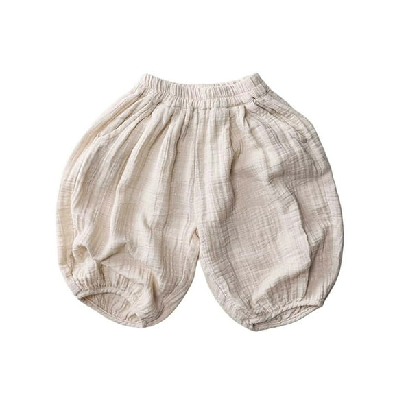 LIIPEE Girls Boys Harem Pants Solid Color Elastic Waist Trousers Lantern Pants Baby Trendy Hiking Pants,Beige,18-24 Months