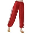 thumbnail image 1 of LIIPEE Girls Boys Harem Pants Solid Color Sequins Trim Stretch Elastic Waist Lantern Dance Pants Trousers Toddler Versatile Travel Pants,Red,4-5 Years, 1 of 3