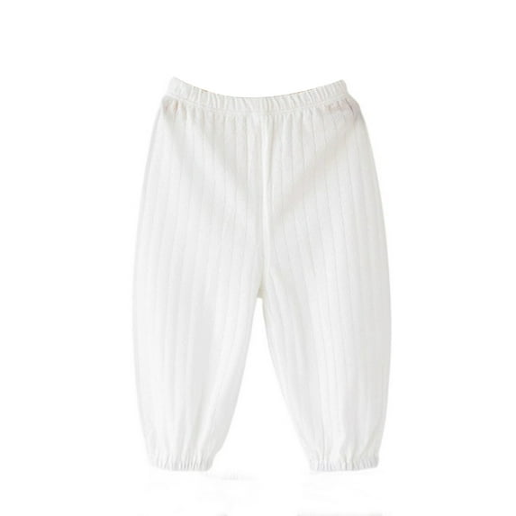 LIIPEE Girls Boys Harem Pants Spring Autumn Loose Solid Color Stretch Elastic Waist Wide Leg Ankle-Tied Pants Girl Classic Outdoor Sports Pants,White,1-2 Years