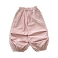 thumbnail image 1 of LIIPEE Girls Boys Harem Pants Summer Breathable Casual Solid Color Elastic Waist Wide Leg Ankle-Tied Pants With Pockets Girl Classic Daily Pants,Pink,6-7 Years, 1 of 3
