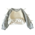 thumbnail image 1 of LIIPEE Girls Boys Hoodie Color Block Lace Trim Bowknot Long Sleeve Round Neck Pullover Tops Child Stylish Indoor Outdoor Wear Sweatshirts,Grey,3-4 Years, 1 of 9