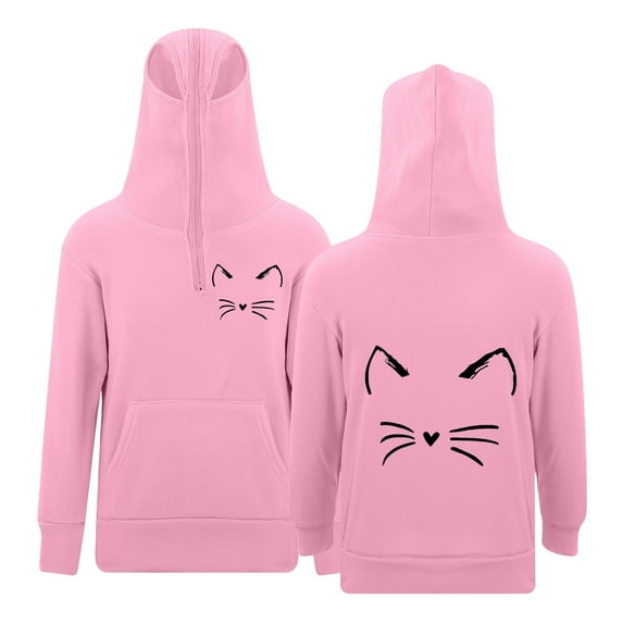 LIIPEE Girls Boys Hoodies Cartoon Graphic Printed Long Sleeve Zip Up Pullover Hooded Sweatshirt With Pocket Child Versatile Vacation Sweatshirts,Pink,11-12 Years