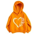 thumbnail image 1 of LIIPEE Girls Boys Hoodies Cartoon Love Heart Butterfly Printed Long Sleeve Pullover Hooded Sweatshirt Girls Versatile Vacation Sweatshirts,Orange,5-6 Years, 1 of 9