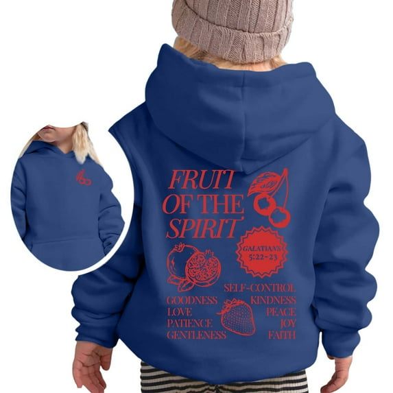 LIIPEE Girls Boys Hoodies Fall Winter Cartoon Letter Graphic Printed Long Sleeve Pullover Hooded Sweatshirt With Pocket Girl Stylish Casual Outings Sweatshirts,Dark Blue,3-4 Years