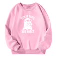 thumbnail image 1 of LIIPEE Girls Boys Hoodies Fall Winter Letter Ghost Printed Long Sleeve Round Neck Pullover Hoodless Sweatshirt Girls Versatile Party Sweatshirt,Pink,7-8 Years, 1 of 6