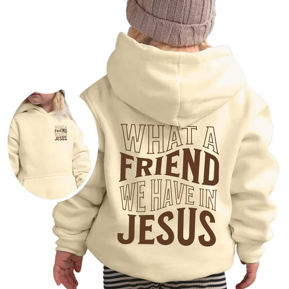 LIIPEE Girls Boys Hoodies Fall Winter Letter Printed Long Sleeve Pullover Hooded Sweatshirt With Pocket Stylish School Sweatshirts,Beige,3-4 Years