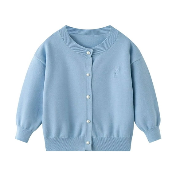 LIIPEE Girls Boys Jackets Solid Color Long Sleeve Round Neck Button Knit Sweater Cardigan Coat Child Stylish Climbing Hiking Camping Jacket,100,2-3 Years