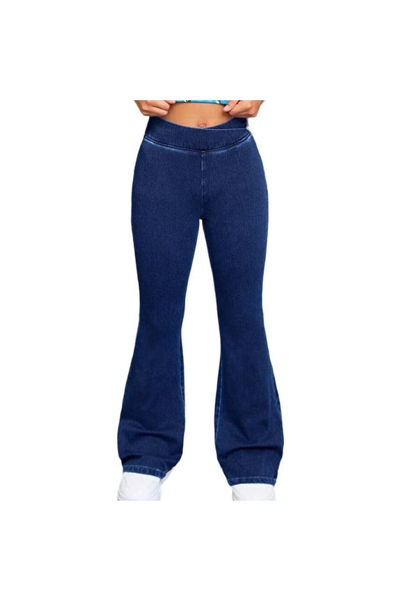 Girls Boys Jeans Pants Stretch High Waist Slim Fit Flare Denim Pants Trousers Child Versatile Riding Pants,Dark Blue,11-12 Years