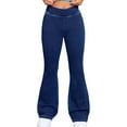 thumbnail image 1 of LIIPEE Girls Boys Jeans Pants Stretch High Waist Slim Fit Flare Denim Pants Trousers Girls Stylish Travel Pants,Dark Blue,9-10 Years, 1 of 9