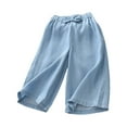 thumbnail image 1 of LIIPEE Girls Boys Jeans Pants Summer Loose Casual Bowknot Elastic Waist Straight Wide Leg Denim Pants Child Trendy Casual Wear Pants,Blue,2-3 Years, 1 of 5