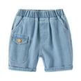 thumbnail image 1 of LIIPEE Girls Boys Jeans Shorts Summer Casual Comfortable Elastic Waist Denim Shorts With Pockets Boy Classic Beach Shorts,Light Blue,5-6 Years, 1 of 5