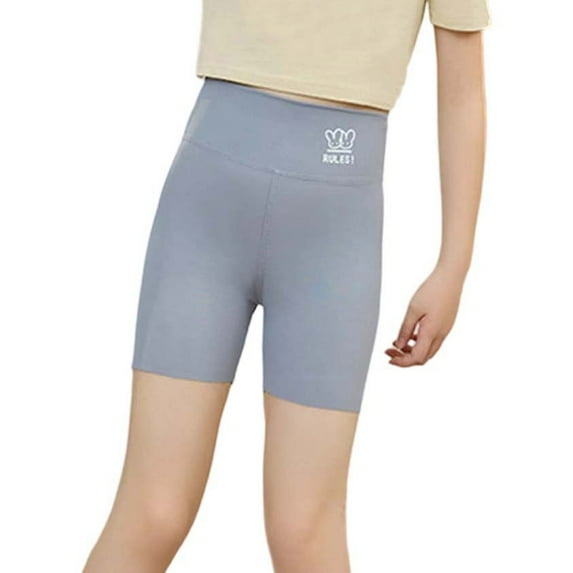 LIIPEE Girls Boys Leggings Shorts Solid Color Elastic High Waist Shorts Child Classic Riding Shorts,Gy1,15-16 Years