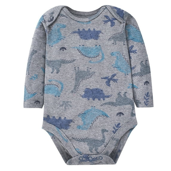 LIIPEE Girls Boys Onesie Cartoon Animal Printed Long Sleeve Round Neck Bodysuit Baby Comfort Party One-Pieces,Grey,18-24 Months