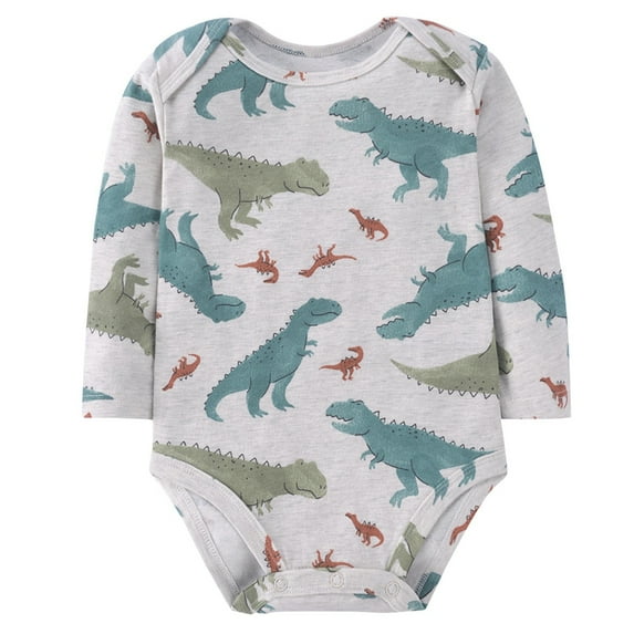 LIIPEE Girls Boys Onesie Cartoon Animal Printed Long Sleeve Round Neck Bodysuit Baby Stylish Vacation One-Pieces,Light Blue,12-18 Months