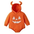 thumbnail image 1 of LIIPEE Girls Boys Onesie Halloween Cartoon Printed Printed Long Sleeve Hooded Bodysuit Lovely Daily One-Pieces,Orange,3-6 Months, 1 of 9
