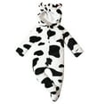 thumbnail image 1 of LIIPEE Girls Boys Onesie Long Sleeve Cow Printed Hooded Jumpsuit Toddler Sweet Vacation One-Pieces,White,6-12 Months, 1 of 9