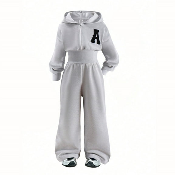 LIIPEE Girls Boys Onesie Long Sleeve Zip Up Pullover Hooded Sweatshirt Jumpsuit Infant Comfort Daily One-Pieces,Light Gray,3-4 Years