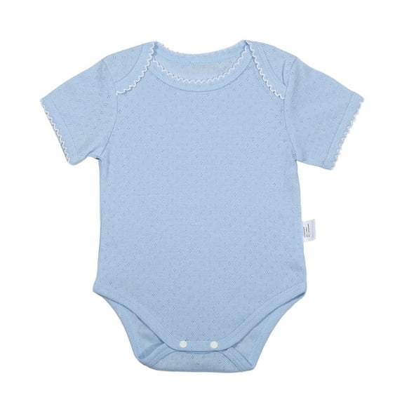 LIIPEE Girls Boys Onesie Short Sleeve Round Neck Bodysuit Casual Vacation One-Pieces,Sky Blue,12-18 Months