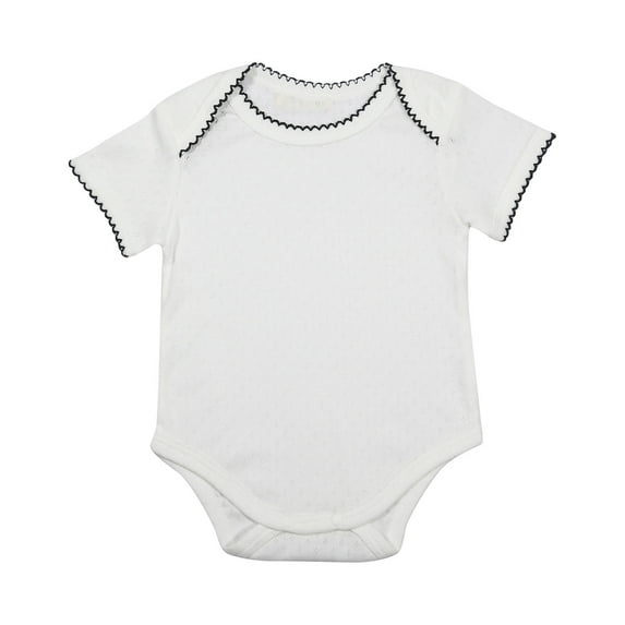 LIIPEE Girls Boys Onesie Short Sleeve Round Neck Bodysuit Toddler Classic Vacation One-Pieces,White,12-18 Months