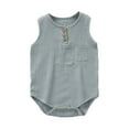 thumbnail image 1 of LIIPEE Girls Boys Onesie Solid Color Sleeveless Round Neck Button Bodysuit Toddler Casual Daily One-Pieces,Green,3-6 Months, 1 of 3