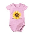 thumbnail image 1 of LIIPEE Girls Boys Onesie Summer Cartoon Sunflower Printed Round Neck Short Sleeve Bodysuit Toddler Stylish Daily Wear Bodysuit,Pink,6-12 Months, 1 of 3