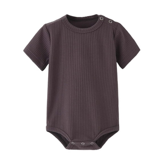 LIIPEE Girls Boys Onesie Summer Soft Solid Color Round Neck Short Sleeve Bodysuit Child Trendy Play Wear One-Pieces,Dark Gray,3-6 Months