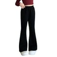 thumbnail image 1 of LIIPEE Girls Boys Pants Solid Color Elastic High Waist Wide Leg Flare Trousers With Pockets Girls Breathable Birthday Wedding Weekend Pants,Black,4-5 Years, 1 of 2