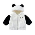 thumbnail image 1 of LIIPEE Girls Boys Plush Jacket Cartoon Animal Embroidery Long Sleeve Hooded Zip Up Fuzzy Jackets Toddler Comfortable Daily Coat,Black,3-4 Years, 1 of 9