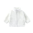 thumbnail image 1 of LIIPEE Girls Boys Plush Jackets Solid Color Long Sleeve Stand Collar Zip Up Thickened Fuzzy Jackets Infant Leisure Daily Coat,White,3-4 Years, 1 of 8
