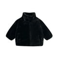 thumbnail image 1 of LIIPEE Girls Boys Plush Jackets Solid Color Long Sleeve Stand Collar Zip Up Thickened Fuzzy Jackets Newborn Handsome Vacation Coat,Black,18-24 Months, 1 of 8