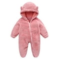 thumbnail image 1 of LIIPEE Girls Boys Plush Onesie Warm Solid Color Long Sleeve Hooded Zip Up Fuzzy Jumpsuit Toddler Handsome Birthday Wedding Weekend One-Pieces,Pink,9-12 Months, 1 of 6