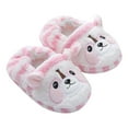 thumbnail image 1 of LIIPEE Girls Boys Plush Slippers Warm Cartoon Animal Closed Toe Non- Soft Sole On Fuzzy Shoes Girl Trendy Outdoor Plush Slipper,Pink,6-7 Years, 1 of 5