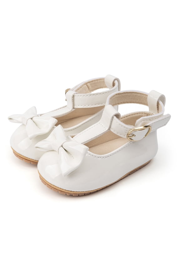 Girls Boys Prewalker Sandals Solid Color Bowknot Closed Toe Non- Soft Sole Leather Prewalker First Walking Shoes Comfort Vacation Prewalker Sandal,White,12-18 Months