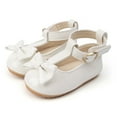 thumbnail image 1 of LIIPEE Girls Boys Prewalker Sandals Solid Color Bowknot Closed Toe Non- Soft Sole Leather Prewalker First Walking Shoes Toddler Versatile Daily Prewalker Sandal,White,0-6 Months, 1 of 2